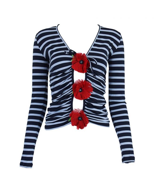 925 camiseta de manga larga top jean paul gaultier vintage marinera con flores mujer ropa preloved moitvoi 1