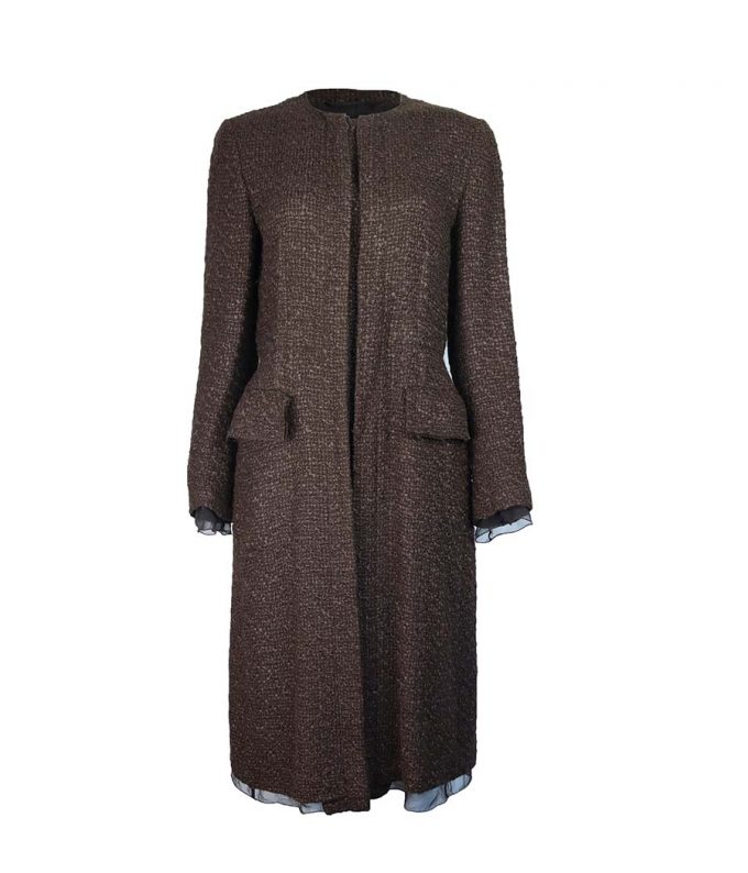 991 vestido de lana marron prada segunda mano preloved tweed mujer vintage de marca moitvoi 1
