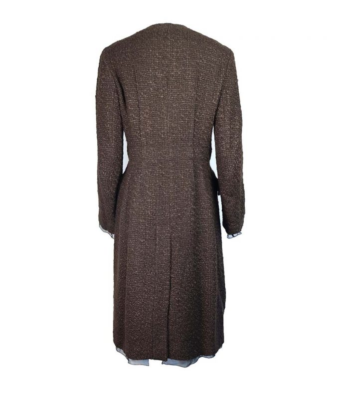 991 vestido de lana marron prada segunda mano preloved tweed mujer vintage de marca moitvoi 2